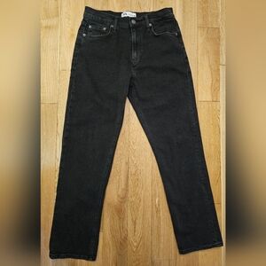 Zara Black High Rise Straight Crop Denim Jeans Size US 6 / 28
